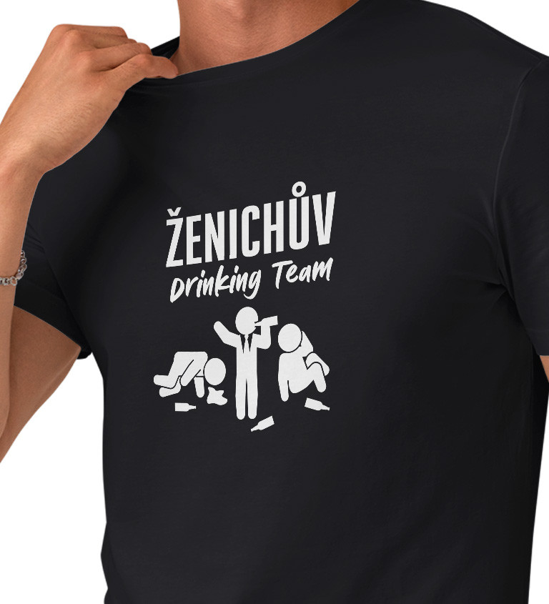 Pánské tričko, černé - Ženichův drinking team