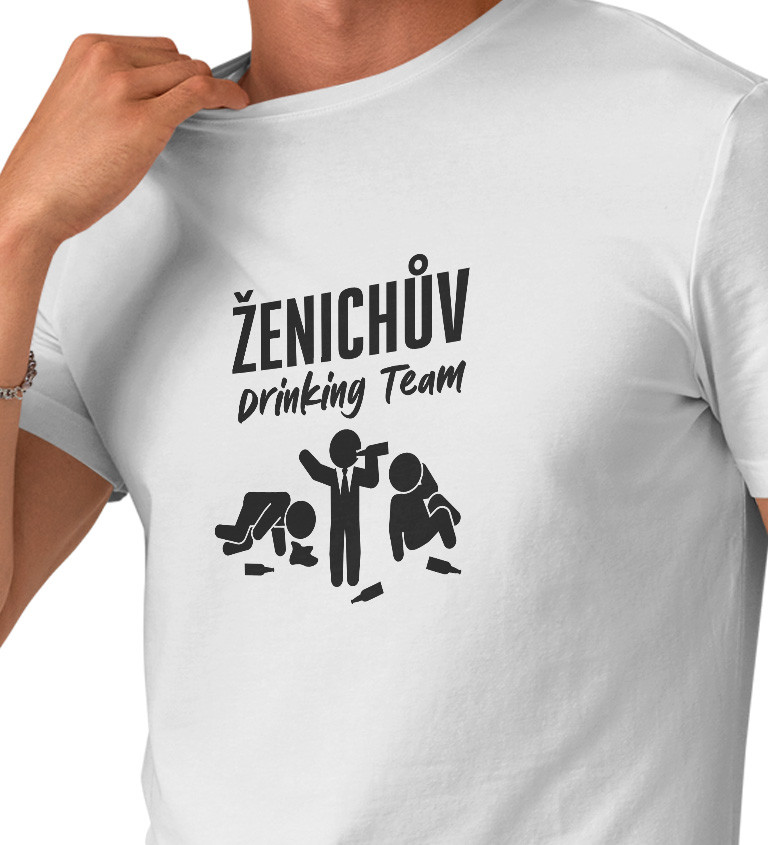 Pánské tričko, bílé - Ženichův drinking team