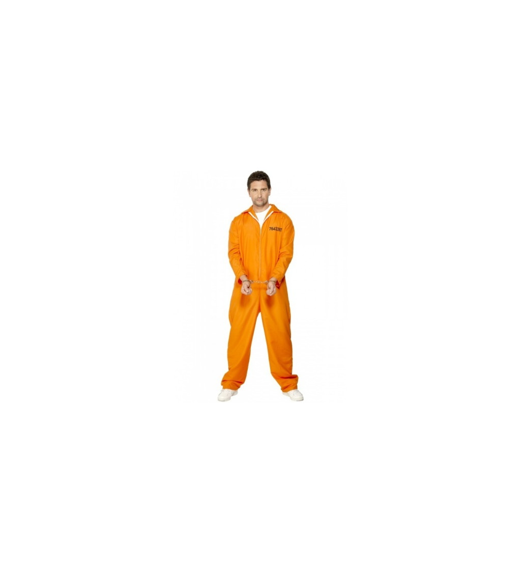 Pánský kostým kriminální - Trestanec - oranžový
