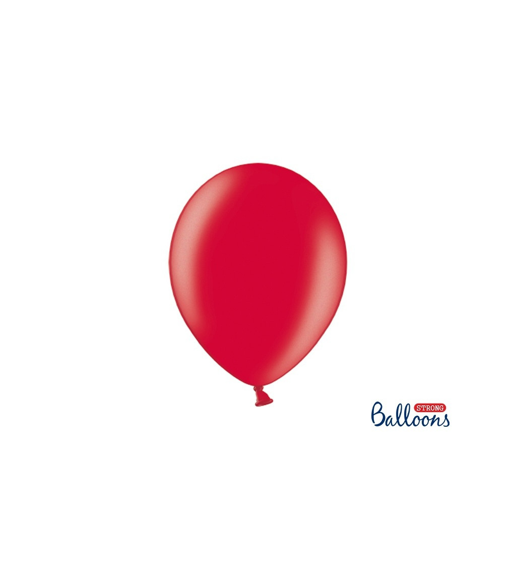 Latexové balónky 30 cm metalické, červené, 10 ks