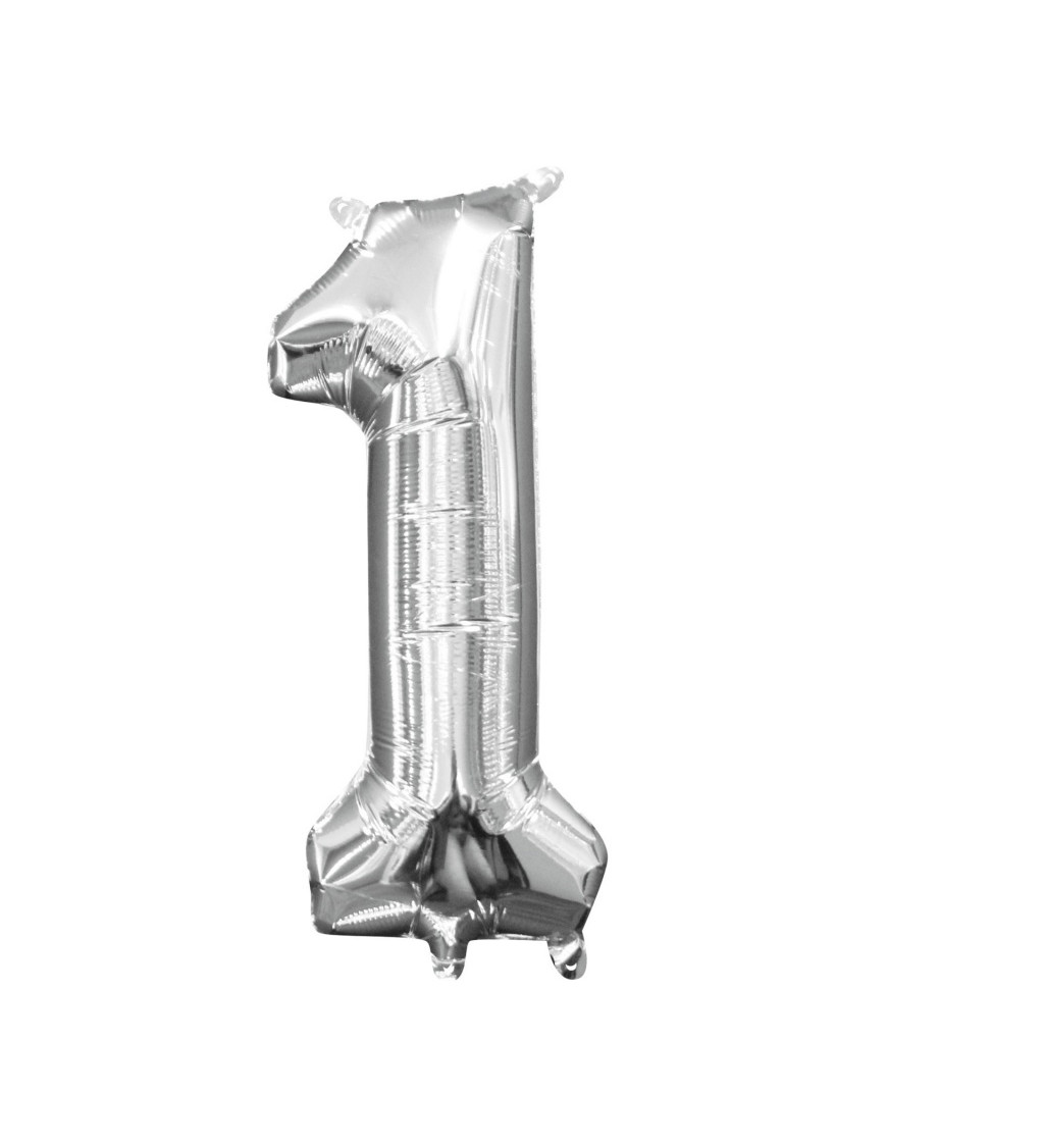 Fóliový balónek číslo 1, stříbrný, 35cm