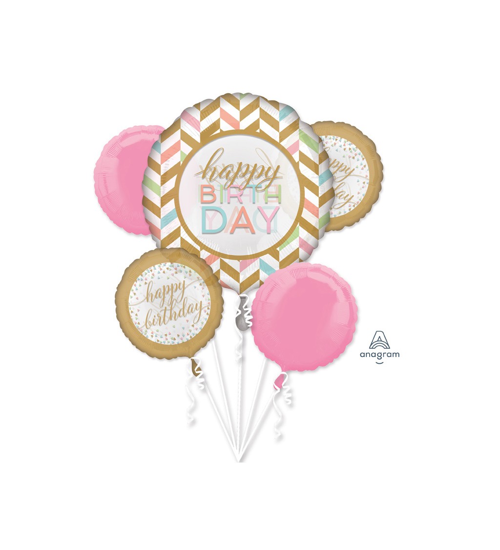 Sada narozeninových balónků - růžové