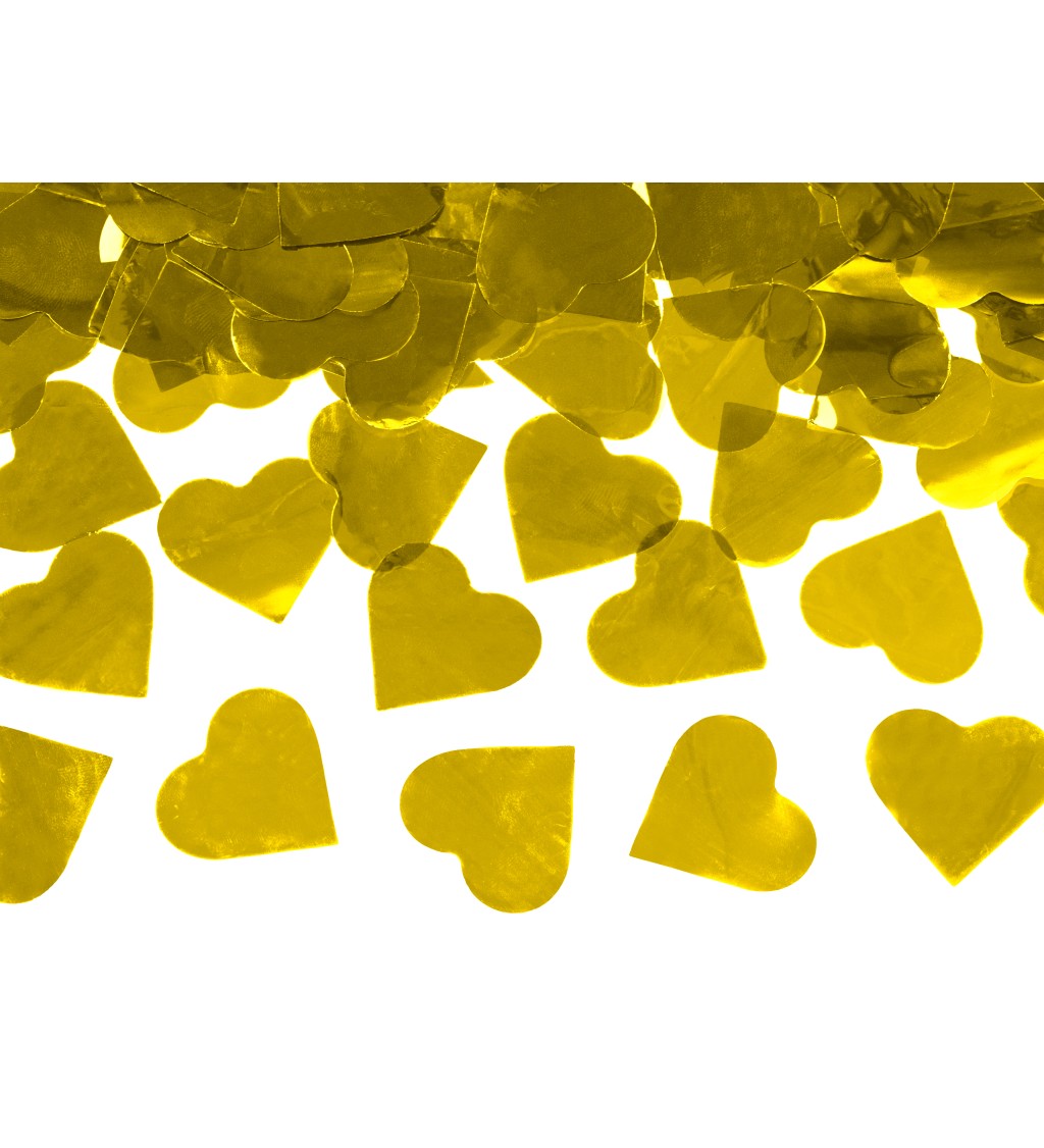 Vystřelovací konfety - zlatá srdce, 60 cm