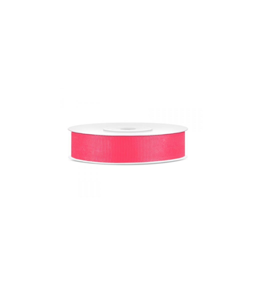 Neonově růžová grogrénová stuha - 15 mm
