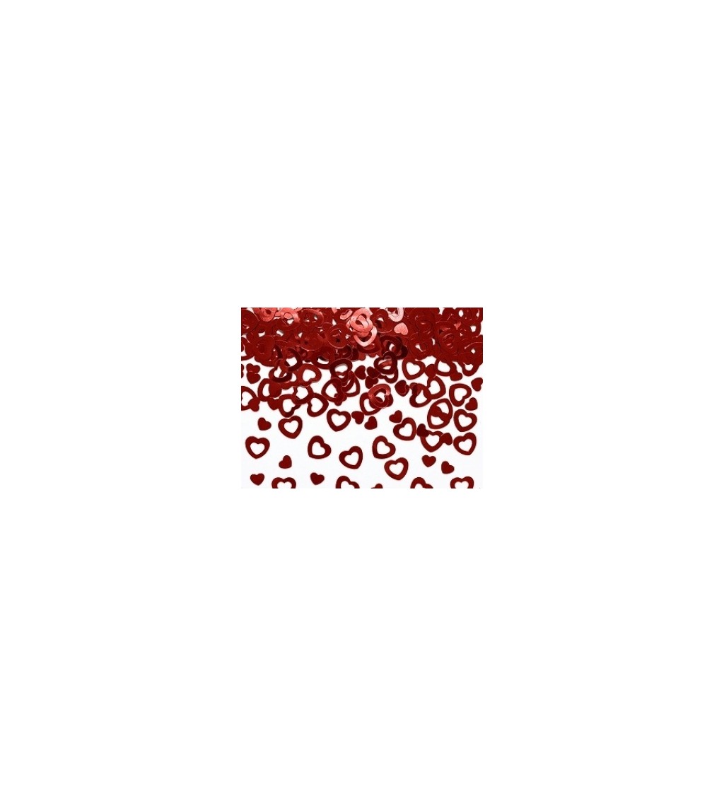 Konfety - červená srdíčka s volným středem