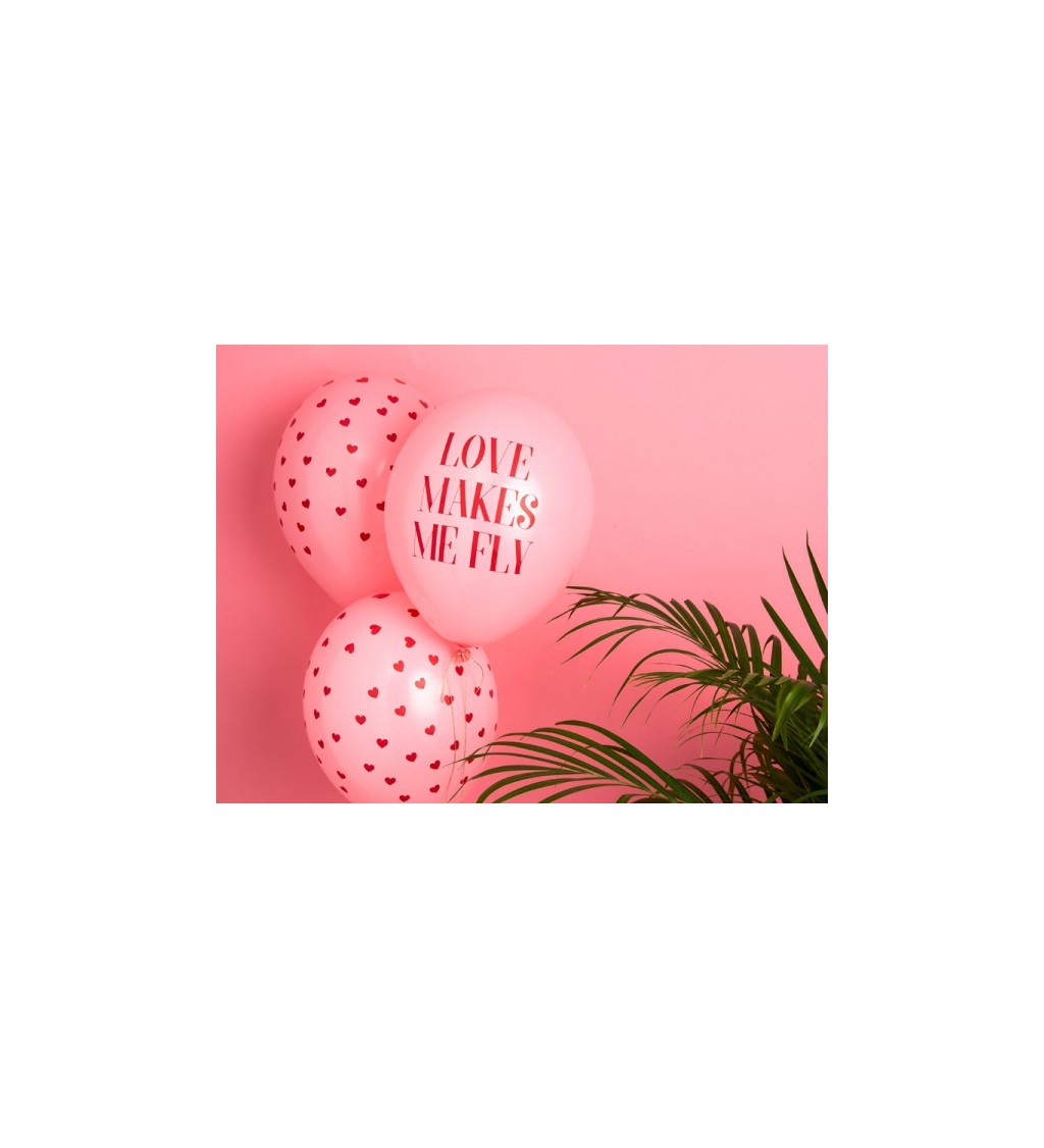 Růžový balónek - Love makes me fly 