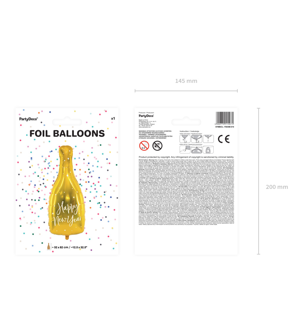 Fóliový balónek zlatá láhev