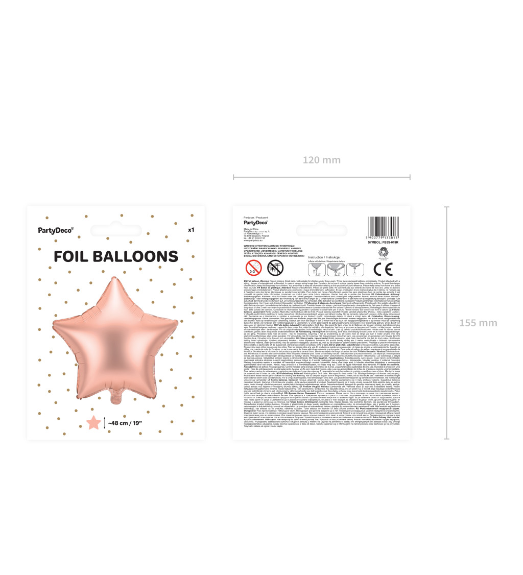 Fóliový balónek Hvězda rosegold