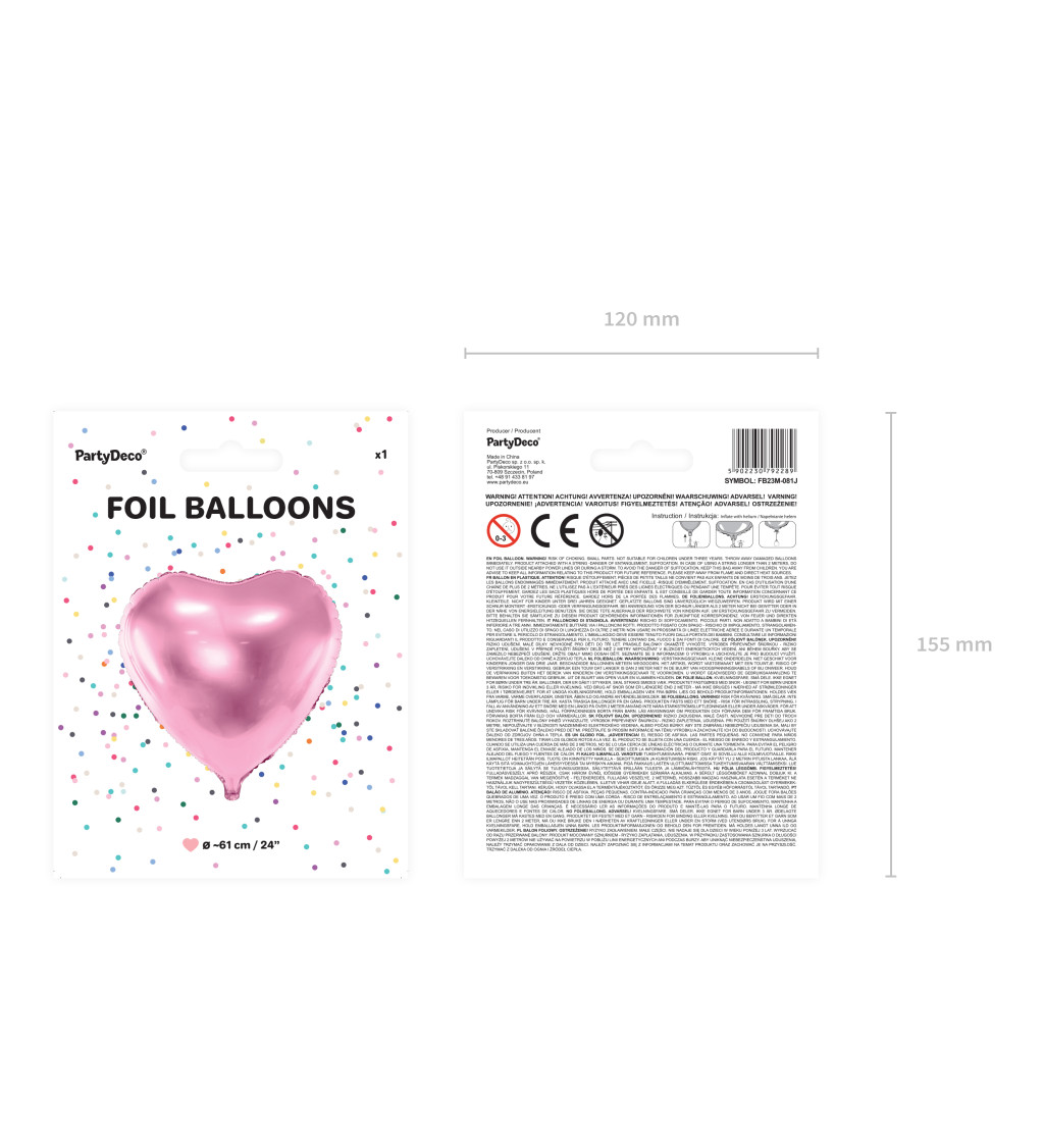 Fóliový balónek srdce - růžový