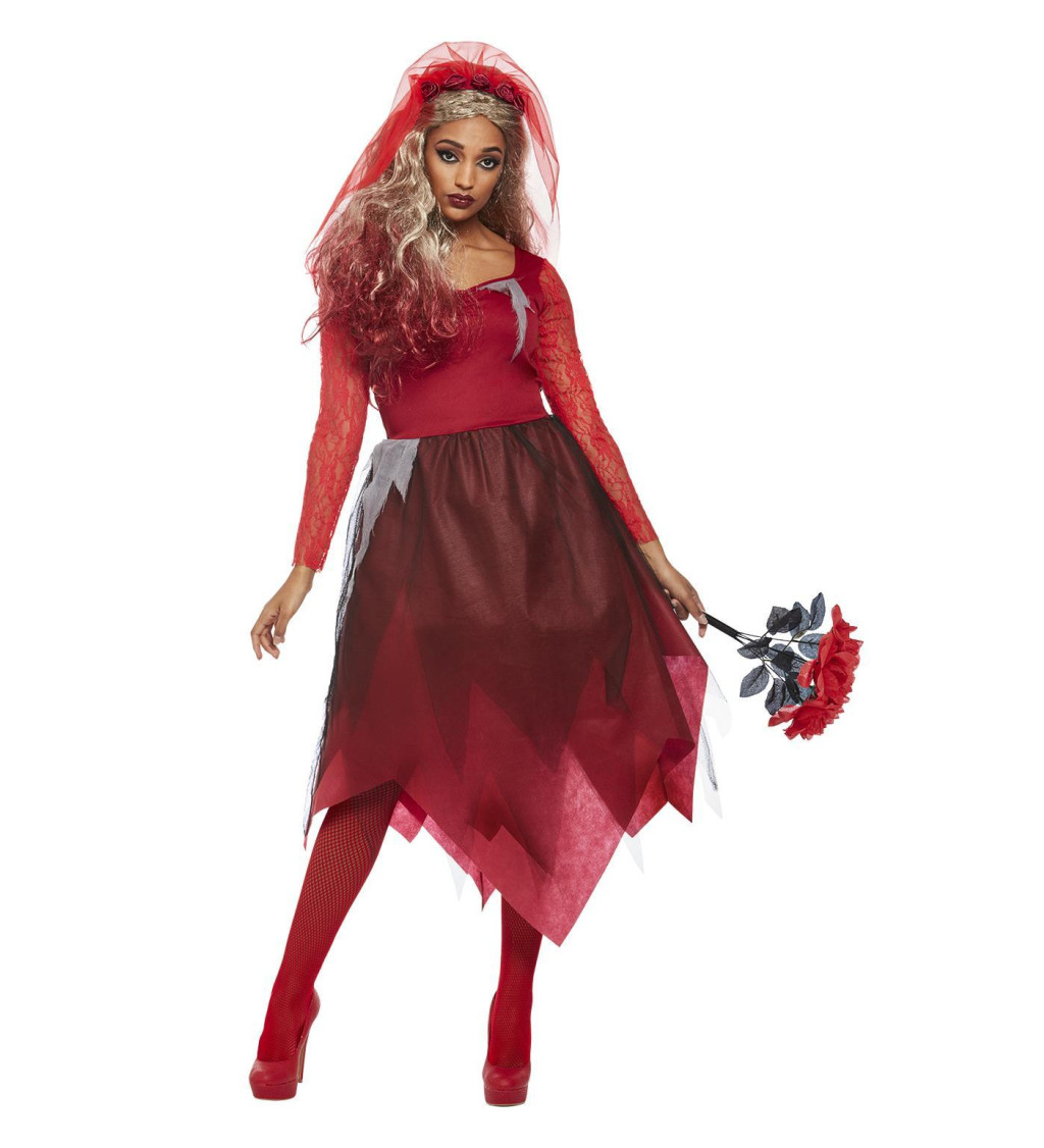 Kostým na Halloween Mrtvá nevěsta červená