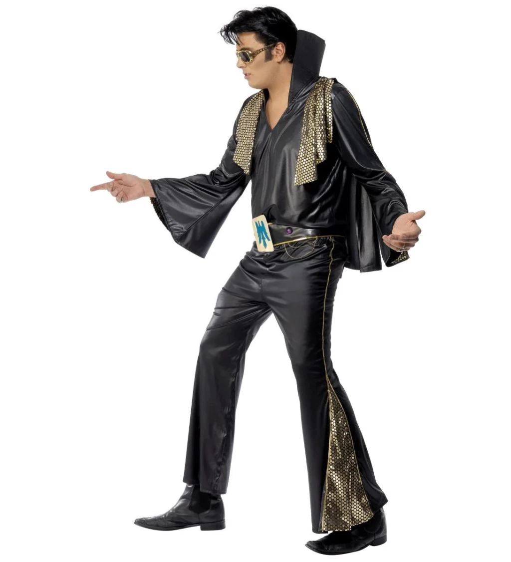 Pánský kostým - Elvis černo-zlatý
