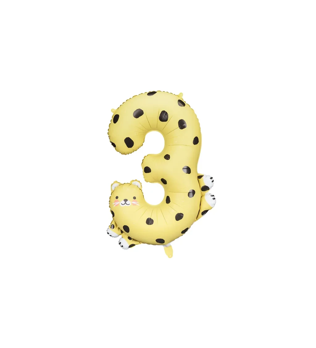 Fóliový balónek - číslice 3- leopard