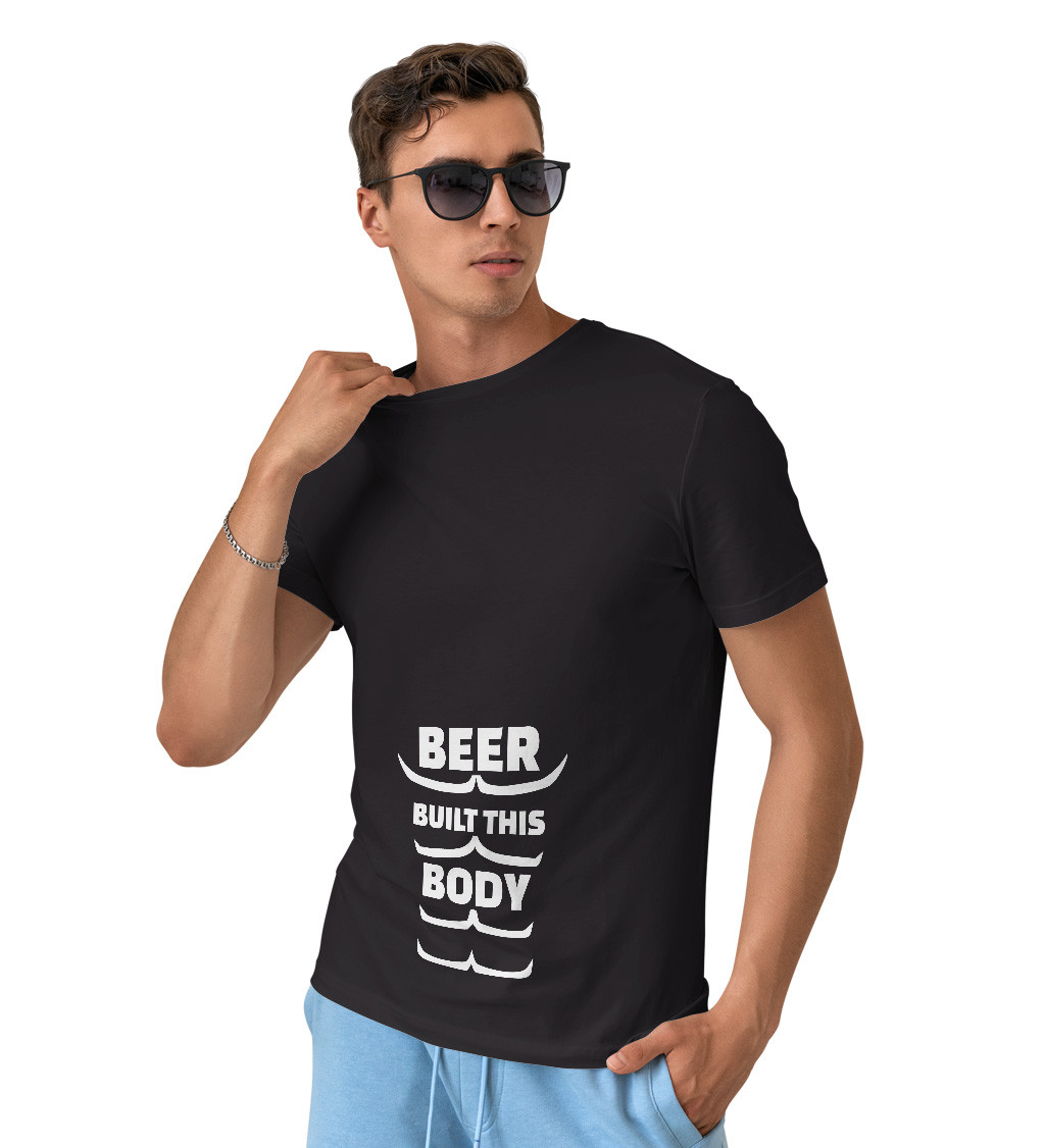 Pánské triko černé - Beer built this body