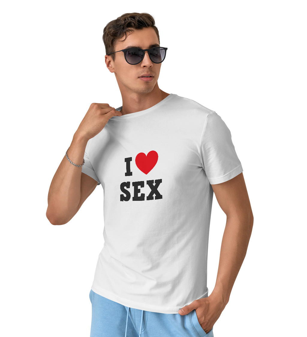 Pánské triko bílé - I love sex