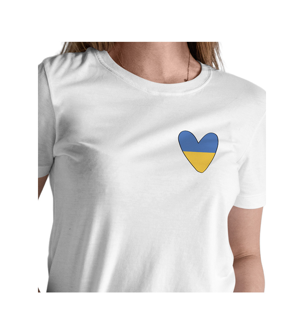 Dámské triko bílé - Srdce Ukrajina