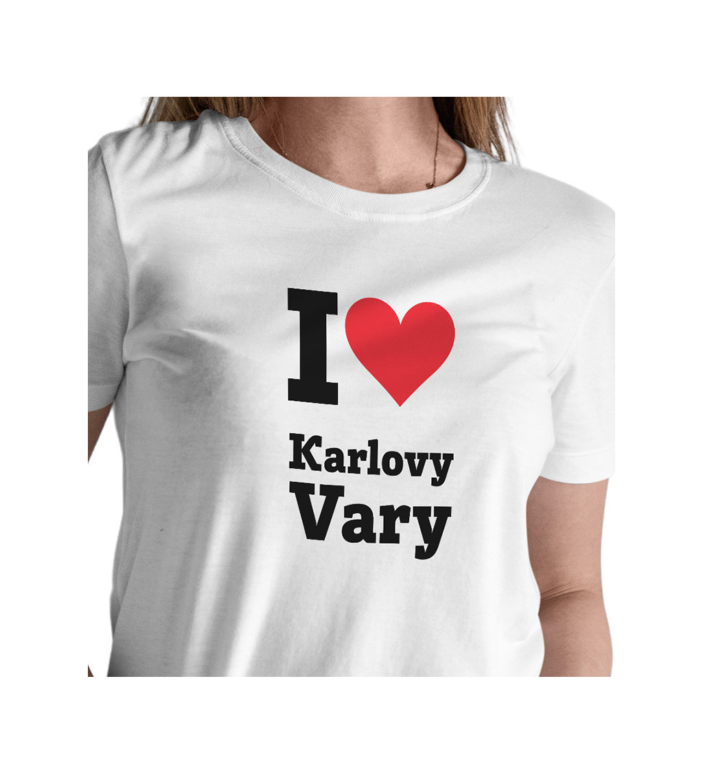 Dámské triko bílé - I love Karlovy Vary