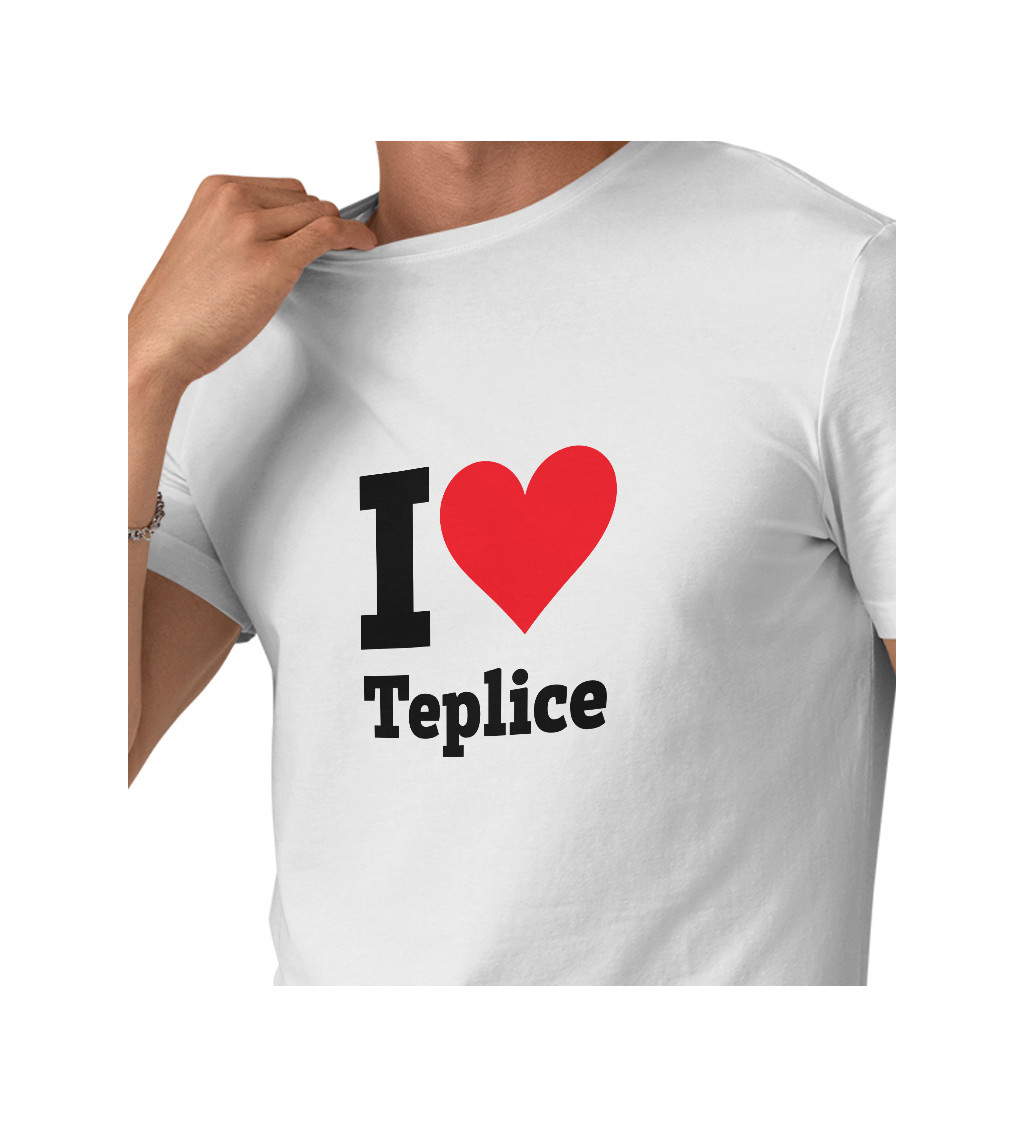 Pánské triko bílé - I love Teplice