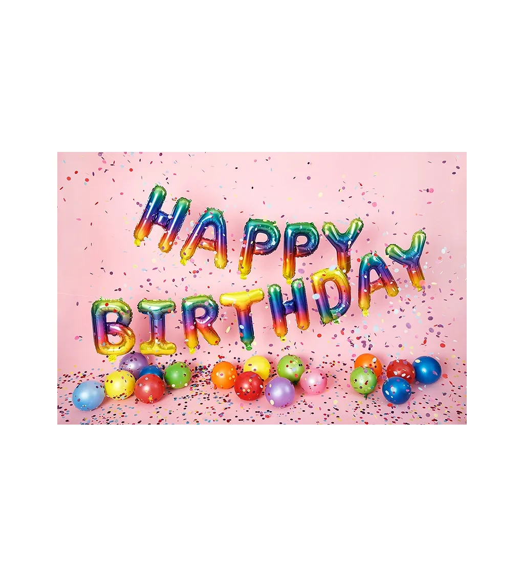 Girlanda z balónků Happy birthday - duhová