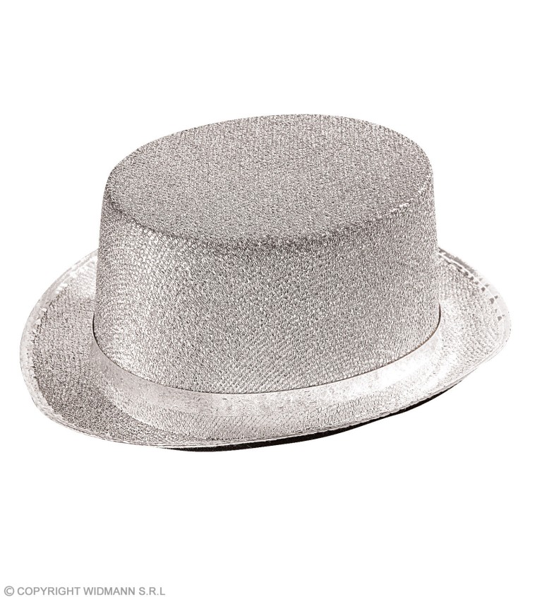 Párty klobouk - stříbrný cylindr