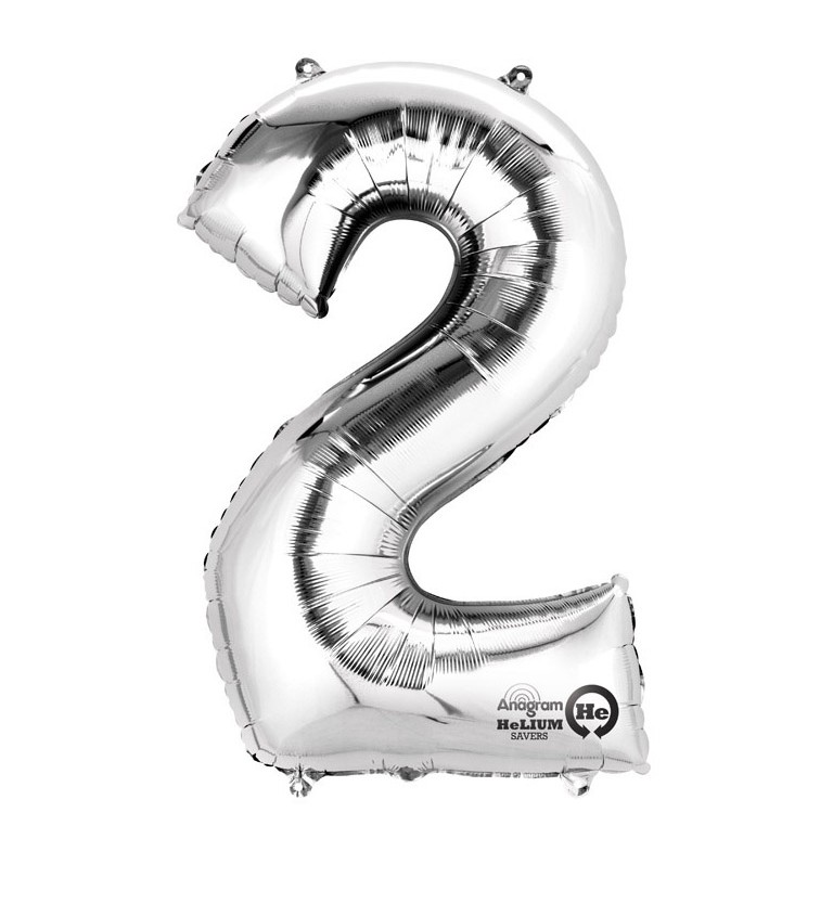 Fóliový balónek - stříbrné číslo 2