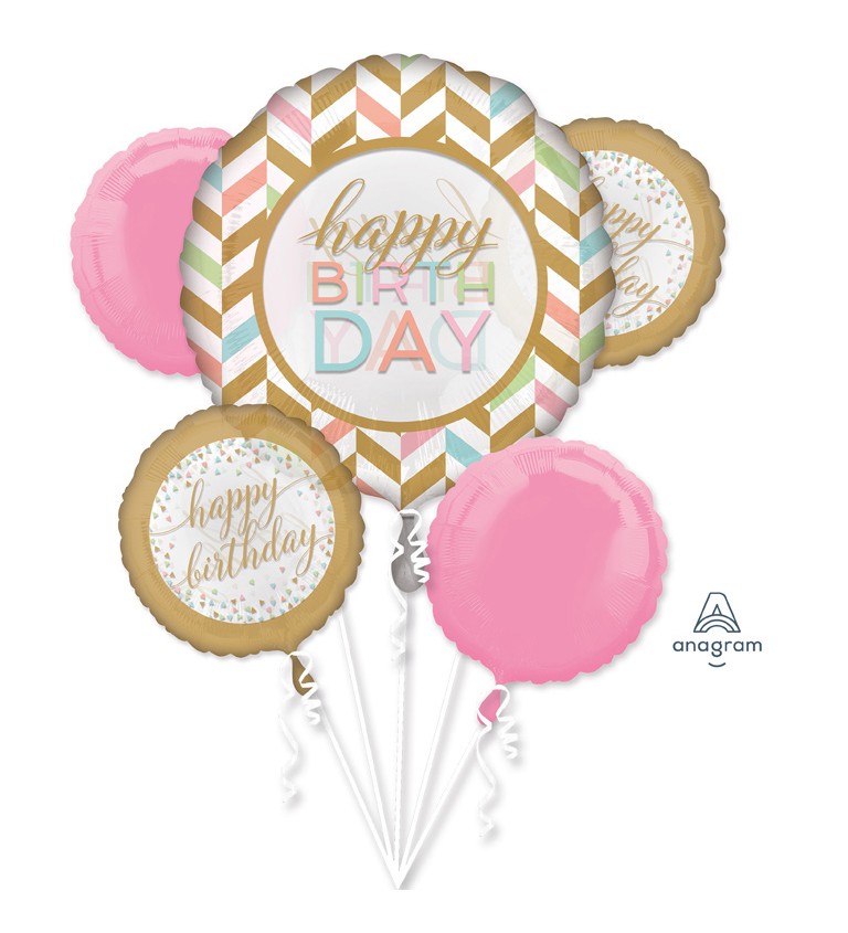 Sada narozeninových balónků - růžové