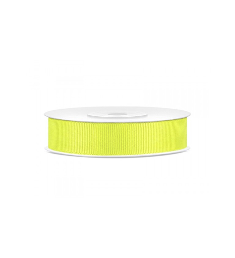 Neonově žlutá grogrénová stuha - 15 mm