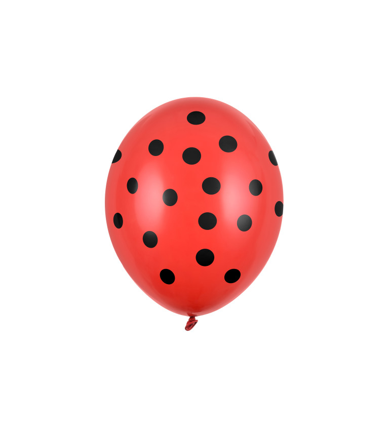 Latexové balónky 30 cm černé puntíky, 6 ks