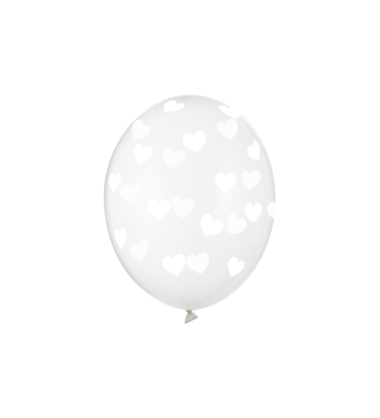 Latexové balónky 30 cm bílé srdce, 6 ks