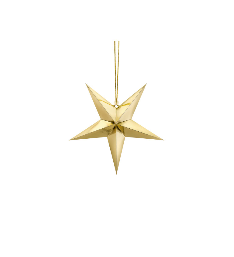 Papírová zlatá hvězda - 30 cm
