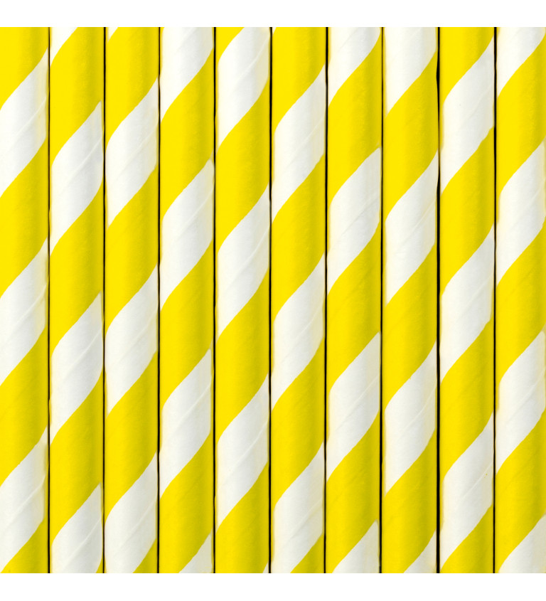 Papírová brčka - žlutá s pruhy