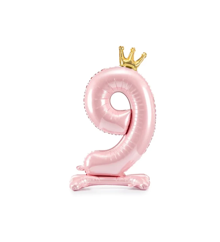 Balón stojící číslo 9 - světle růžový