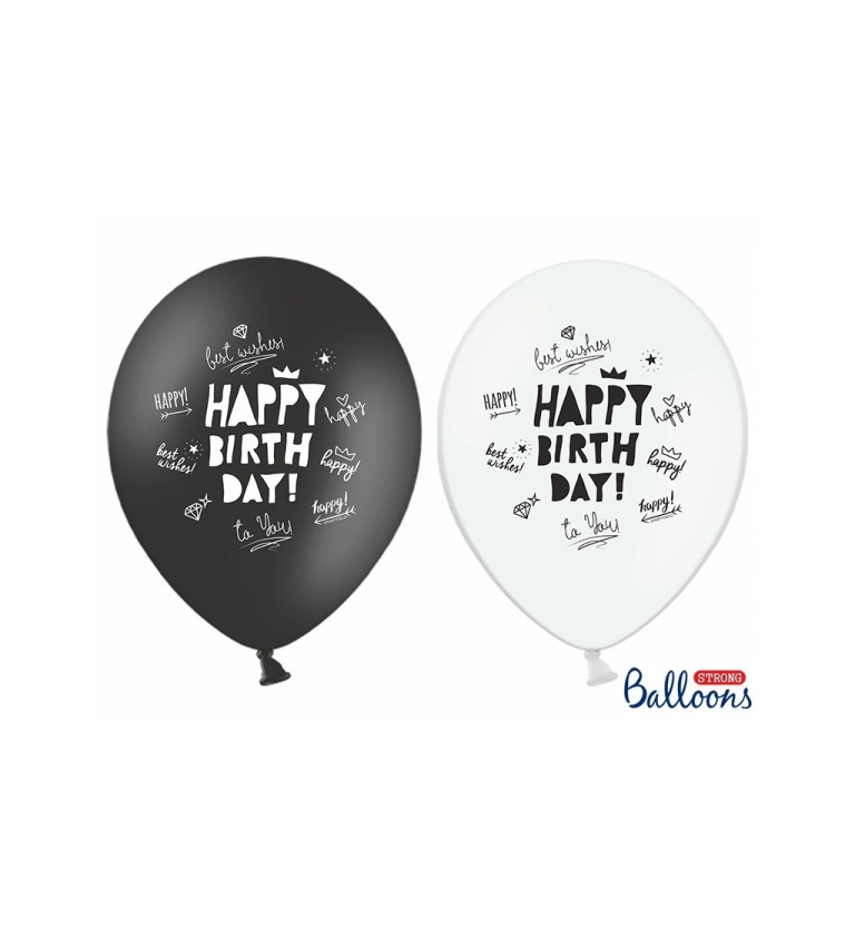 Latexové balónky 30 cm Happy birthday, 6 ks