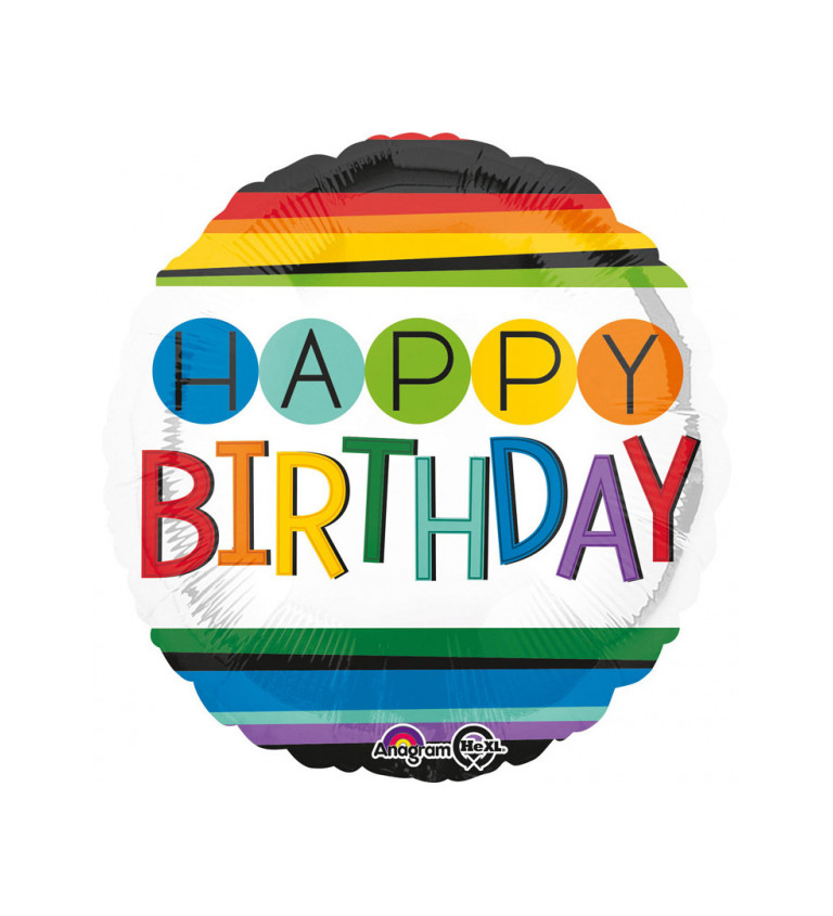 Fóliový balónek Happy Birthday - barevný